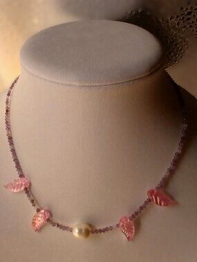 Artisan Fairycore Pearl and Amethyst Short Necklace